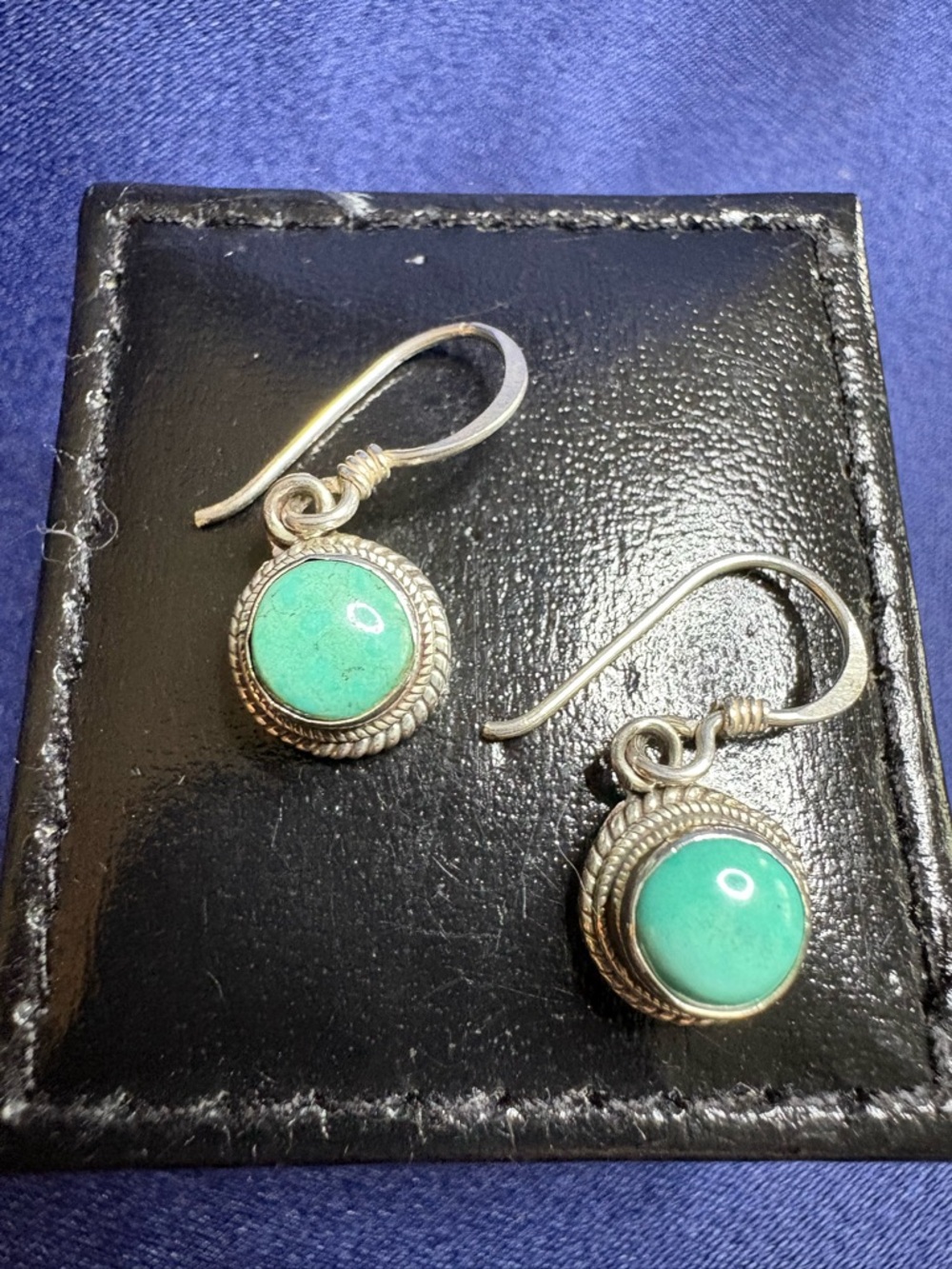 Earrings Sterling Silver Genuine Turquoise Drop Dangle Dainty
